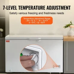 Kummefryser 12,8 ku.ft / 345 L stor dybfryser, 4 aftagelige kurve, energieffektiv, rummelig, holdbar design