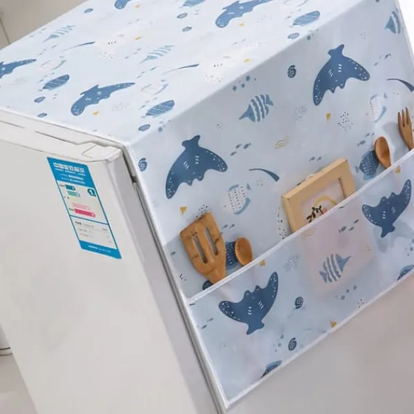 Kylskåpsdammskydd PEVA Home Vatten- och oljetätande Kylskåpsskydd Handduk för kök Happy Sea 130x55cm/51.2x21.7in Online