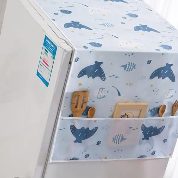 Kylskåpsdammskydd PEVA Home Vatten- och oljetätande Kylskåpsskydd Handduk för kök Happy Sea 130x55cm/51.2x21.7in Online