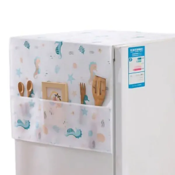 Kylskåpsdammskydd PEVA Home Vatten- och oljetätande Kylskåpsskydd Handduk för kök Seahorse House 130x55cm/51.2x21.7in Outlet