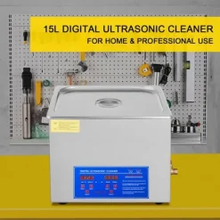 Ultralydsrenser>15L 60A Ultralydsrenser med varme 360W i rustfrit stål. Ideel til rengøring af briller, smykker, tandproteser og mønter.