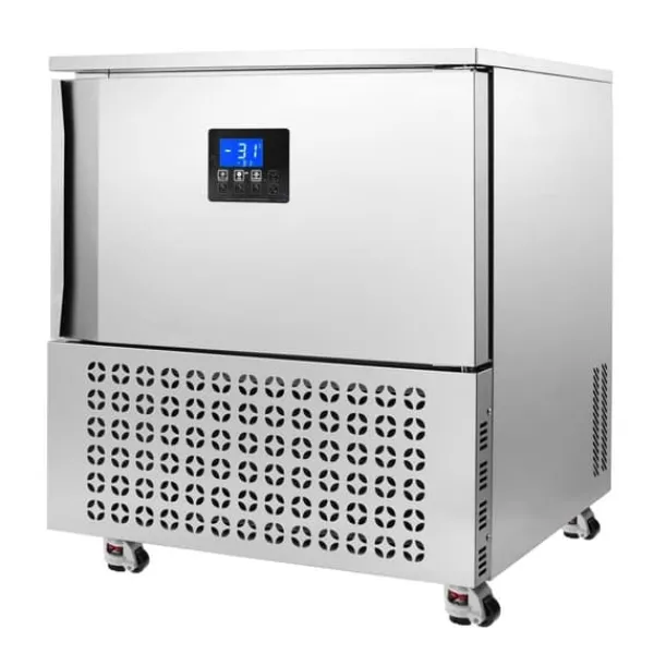 Frysere>114L kommerciel blæstfryser med 5 bakker, quick freeze til skaldyr og gelato, høj kapacitet, effektiv køleteknologi.