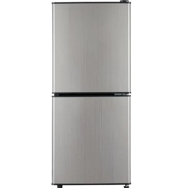 106L minikøleskab, 60L køleskab + 46L fryser, 7 temperaturer, sølvdør, LED-lys, justerbare hylder, 166 kWh/år