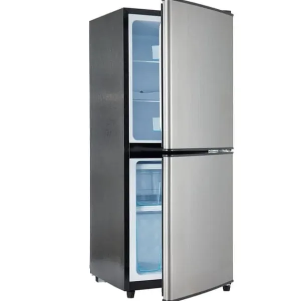 106L minikøleskab, 60L køleskab + 46L fryser, 7 temperaturer, sølvdør, LED-lys, justerbare hylder, 166 kWh/år New