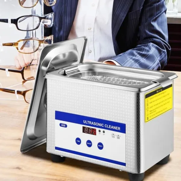 0,8L Ultralydsrensere med digital timer til smykker og briller. 35W rustfrit stål - ideel til hjemmebrug og kommerciel rengøring.