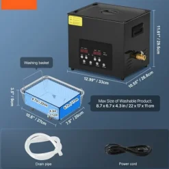 10L Ultrasonisk Rensemaskine, Renseapparat med Kurvevarmer og Timer, 240W effektivitet Outlet