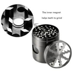 4-lagers 60 mm örtkvarn zinklegering Kryddgräskvarn med magnetiskt lock