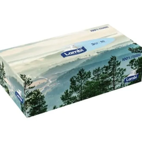 Papirlommetørklæder>LAMBI Nature's Best 3-lags kosmetikservietter 90 stk. Blandet mønstre