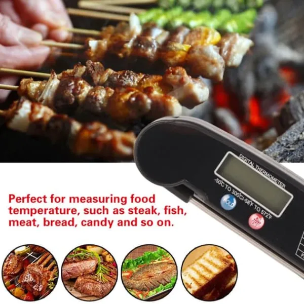 LCD digitalt madlavningstermometer med foldbar sonde køkken madlavning grill grill temperaturmåler Outlet