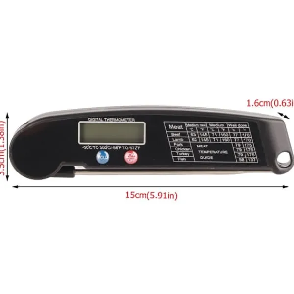 LCD digitalt madlavningstermometer med foldbar sonde køkken madlavning grill grill temperaturmåler Outlet
