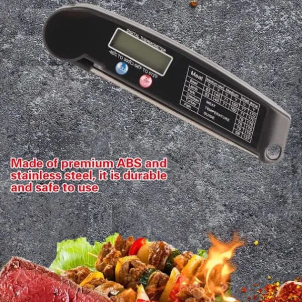 LCD digitalt madlavningstermometer med foldbar sonde køkken madlavning grill grill temperaturmåler Outlet