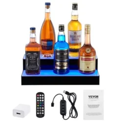 LED spiritusflaske displayhylde, 40,5x20x11,4 cm, flerfarvet, akryl Sale