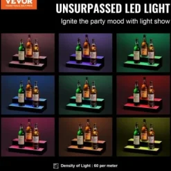 LED spiritusflaske displayhylde, 40,5x20x11,4 cm, flerfarvet, akryl Sale