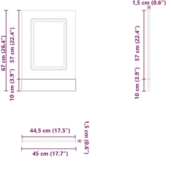 Låge til opvaskemaskine Kalmar - Tidløst design i antikt træ | Størrelse: 45x1,5x67 cm New