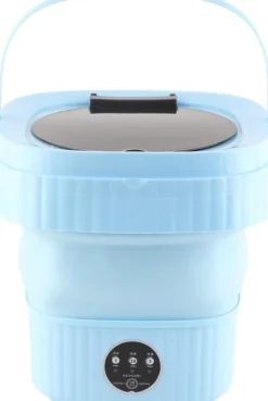 Vaskemaskiner>Lille, foldbar vaskemaskine, 6L, bærbar vaskemaskine, minivaskemaskine, stor vaskemaskine til dybderensning af undertøj og babytøj (EU blå)