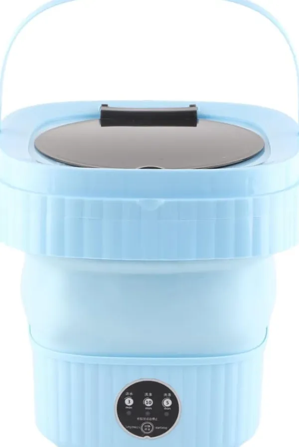 Vaskemaskiner>Lille, foldbar vaskemaskine, 6L, bærbar vaskemaskine, minivaskemaskine, stor vaskemaskine til dybderensning af undertøj og babytøj (EU blå)