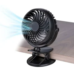 Ventilatorer>Lille ventilator med bordklemme - genopladelig og 360° drejelig