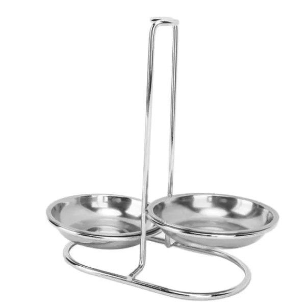 Skeholder>Lodret suppeskesholder skestøtte rustfrit stål Nem adgang til køkkenredskaber Stand til køkken Køkkengrej Hot Pot Sølv med 2 tallerkener