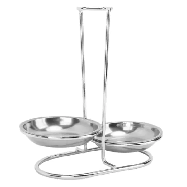 Skeholder>Lodret suppeskesholder skestøtte rustfrit stål Nem adgang til køkkenredskaber Stand til køkken Køkkengrej Hot Pot Sølv med 2 tallerkener