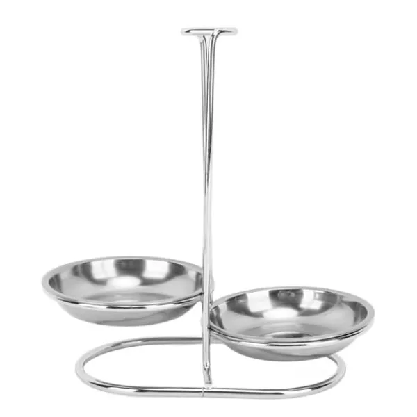 Skeholder>Lodret suppeskesholder skestøtte rustfrit stål Nem adgang til køkkenredskaber Stand til køkken Køkkengrej Hot Pot Sølv med 2 tallerkener