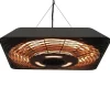 Terrassevarmere>Loftvarmer 800/1200/2000 W, 5 tilstande, IP45, elektrisk med fjernbetjening, aluminium/glas, sort, 45×45×10 cm