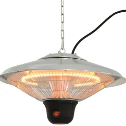 Terrassevarmere>Loftvarmer 1500W LED Fjernbetjening Sølv