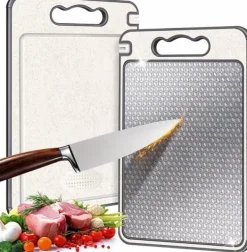 Lollanda dobbeltsidet skærebræt i rustfrit stål – 36,5x25cm, ridsefast med rudte, tåler opvaskemaskine Best