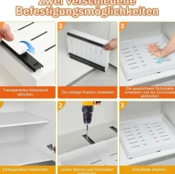 Lollanda Opbevaringshylde i metal til skabe, teleskopskuffe, udtræk, køkkenskab, justerbar bredde uden boring, mål 32–52 x 42 x 7,5 cm Discount