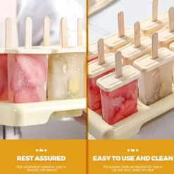 Isforme>Lollanda Popsicle Forme Sæt Ice Pop Forme Genanvendelige Popsicle Holdere med Træpinde Hjemmelavet Popsicle Maker