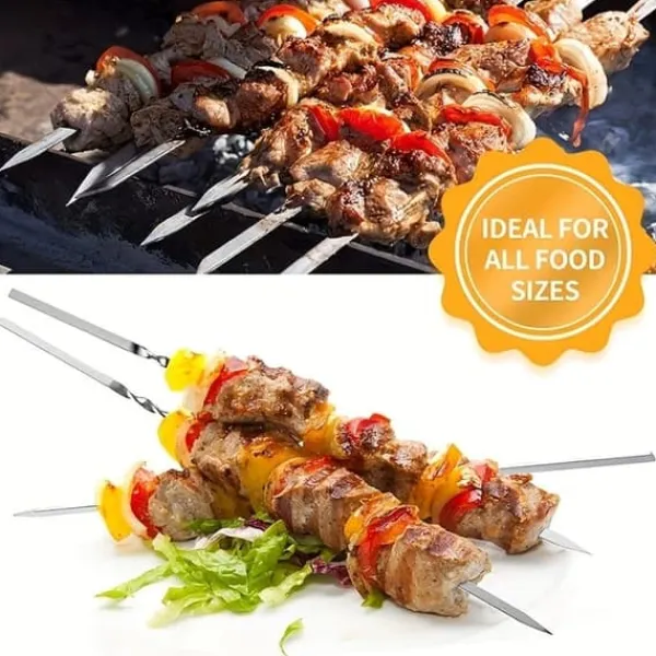 Griller>Lollanda Rustfrit Stål Spyd 30cm, Metal Spyd 50stk – Camping, Have, Genanvendelig