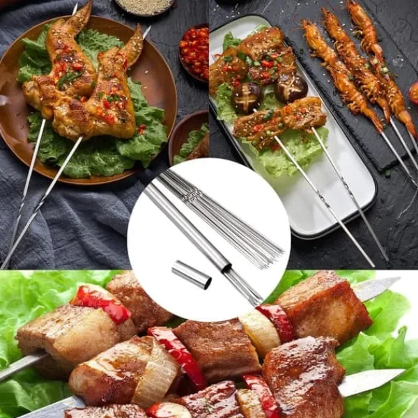 Griller>Lollanda Rustfrit Stål Spyd 30cm, Metal Spyd 50stk – Camping, Have, Genanvendelig