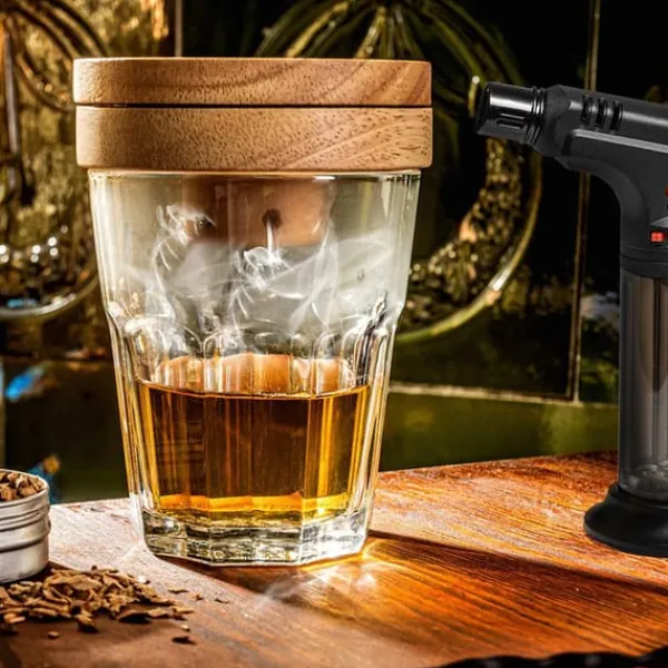 Barudstyrssæt>Luksus 2-i-1 bartendersæt til tilberedning af frinker og rygning af whisky