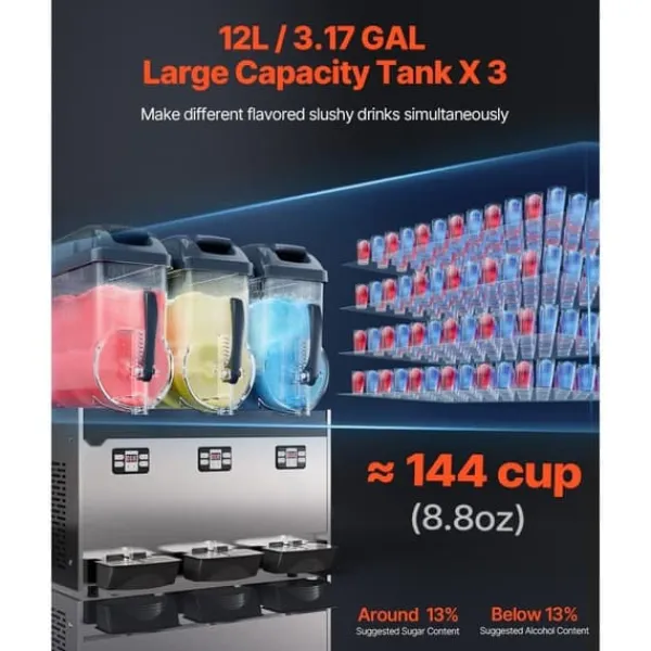 12Lx3 Kommerciel Slushy Maskine, Margarita, Smoothie, Frosne Drikke, Hurtig Frysefunktion, Optimal Til Fest. Best