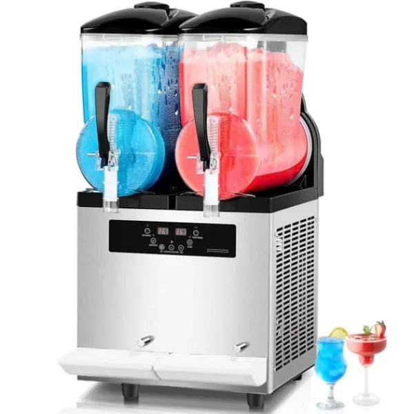 Slush-Ice Maskiner>12Lx2 Tank Kommerciel Slushy Maskine, Margarita Smoothie, Frosne Drikke, Hurtig Frysefunktion, Perfekt til Fester.