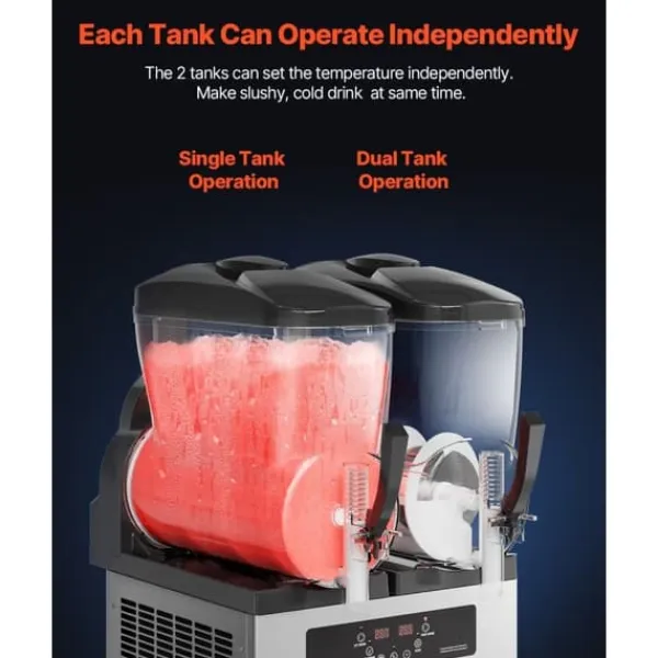 Slush-Ice Maskiner>12Lx2 Tank Kommerciel Slushy Maskine, Margarita Smoothie, Frosne Drikke, Hurtig Frysefunktion, Perfekt til Fester.