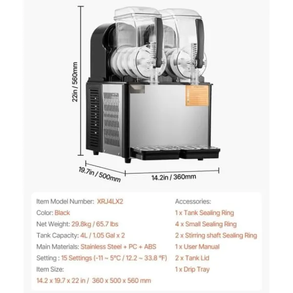4Lx2 Tank Kommerciel Slushy Maskine, Margarita Smoothie, Fryse Drink Maker, hurtig frysefunktion, perfekt til fester. Online