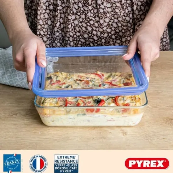 Beholdere Til Madopbevaring>Madkassesæt Pyrex Blå Gennemsigtig 2,6 L 3 Dele