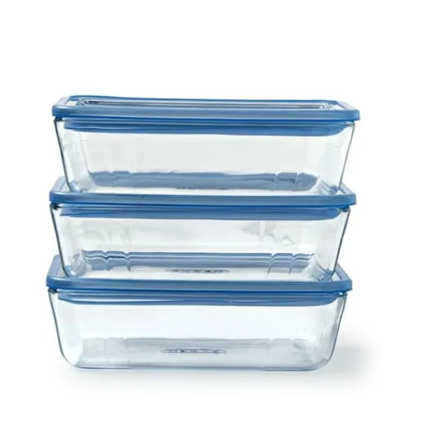 Beholdere Til Madopbevaring>Madkassesæt Pyrex Blå Gennemsigtig 2,6 L 3 Dele
