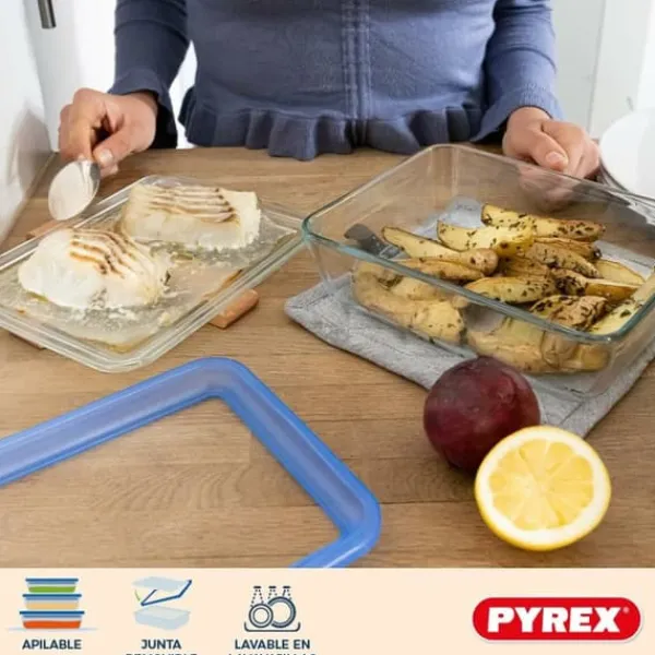Beholdere Til Madopbevaring>Madkassesæt Pyrex Blå Gennemsigtig 2,6 L 3 Dele
