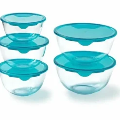 Beholdere Til Madopbevaring>Madkassesæt Pyrex Gennemsigtig Turkisblå 5 Dele