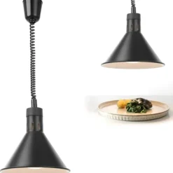 Madvarmelampe - hængende konisk sort diameter. 275 mm 250 W - Hendi 273845