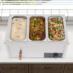Madopvarmere>Madvarmer - Bain-marie vandbad - 3 x 7 l beholdere - Rustfrit stål - Buffet - Sølv