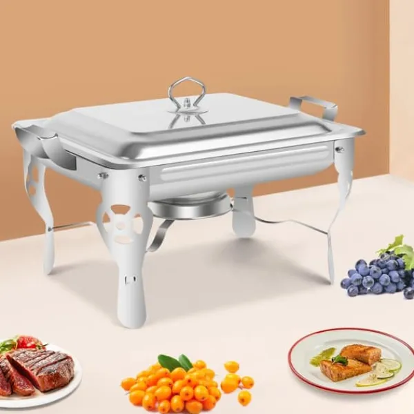 Madvarmer - Chafing Dish/Buffetvarmer - 6 L Kapacitet - Rustfrit Stål - Til Buffet & Catering - Sølv Sale