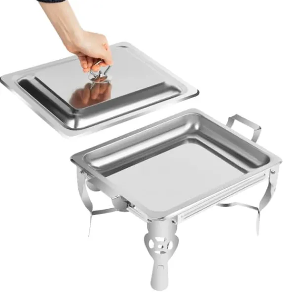 Madvarmer - Chafing Dish/Buffetvarmer - 6 L Kapacitet - Rustfrit Stål - Til Buffet & Catering - Sølv Sale