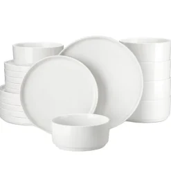 Tallerkener & Bordservicer>MALACASA Middagsservice, Elegant Rund Form, Blyfri Keramik,12 STK, Hvid