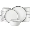 MALACASA Middagsservice, Elegant Rund Form, Blyfri Keramik,36 PCS, Sort kant Outlet