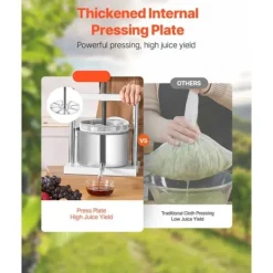 Juicepresser - Nyd Friskpresset Juice Derhjemme>Manuel Frugtvinpresse, 1,45 Gal/5L Model, Rustfrit Stål til Vinfremstilling