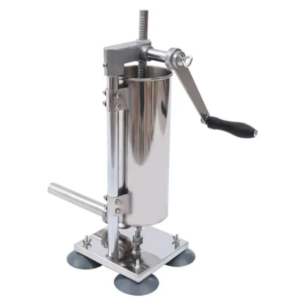 Pressere>Manuel Pølsefylder, Rustfrit Stål Konstruktion, Vertikal Design,6 lbs, Sølv