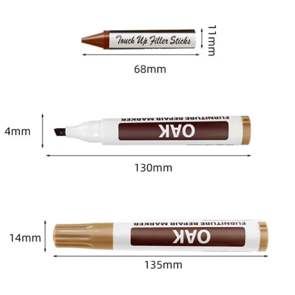Rengøringsmiddel>Møbelreparationssæt - Touch Up Markers med Voksfarver & Blyantspidser 10 colors
