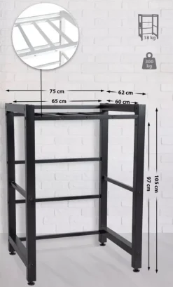 Medina Metal Washing Machine Shelf Rack - Black, 300kg Capacity, Space-Saving Over-Washer Storage Online